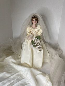 Porcelain Princess Diana Wedding Dress Replica Doll