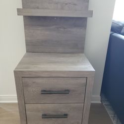 Modern 2-Drawer Nightstand with Built-In Shelf & Light