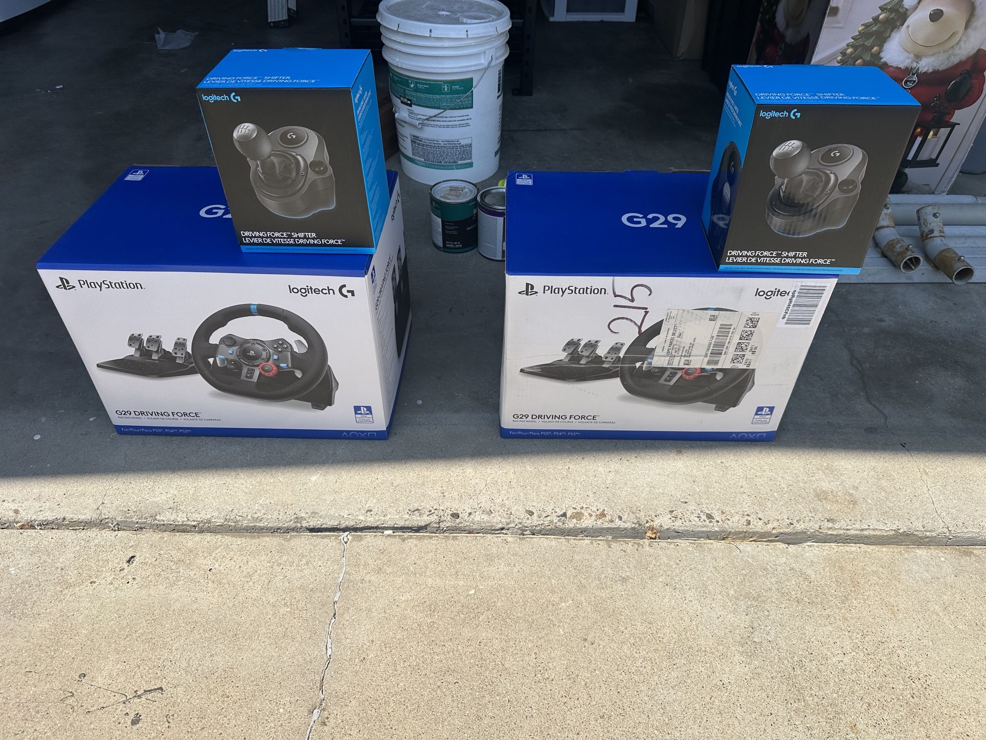 Logitech G29 Steering Wheel, Peddles, and Logitech Driving Force Shifter