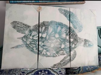 Sea Turtle Triptych Canvas Wall Art