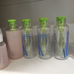 6 Dr Brown Glass Bottles With Sleeve 