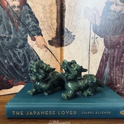 Vintage Green Jade Foo Dog Pair | Feng Shui Guardian Statues 