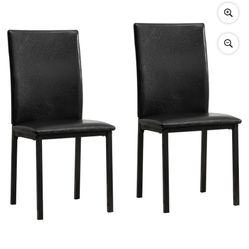 Mainstays 5 Piece Faux Marble Dining Table and 4 PU Chairs Set, Black Color, Set of 5 for Kitchen