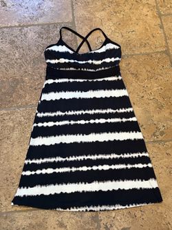 Lola Women Black & White Striped Tie-Dye Athletic Dress Size XS