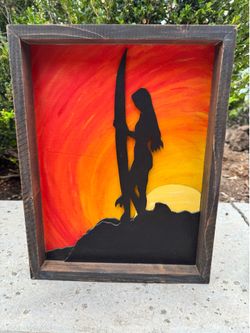 Surfer Girl wood art