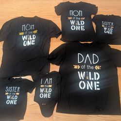 Family matching shirts - first birthday "Wild One" theme