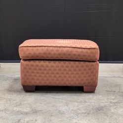 Vibrant Geometric Patterned Upholstered Ottoman with Wooden Furniture Risers