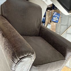 Ashley Chase Chair With Ottoman Brown Suede