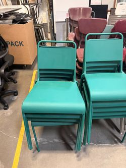 Stackable metal chairs- teal
