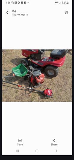 Mower package with redmax spreader trimmer