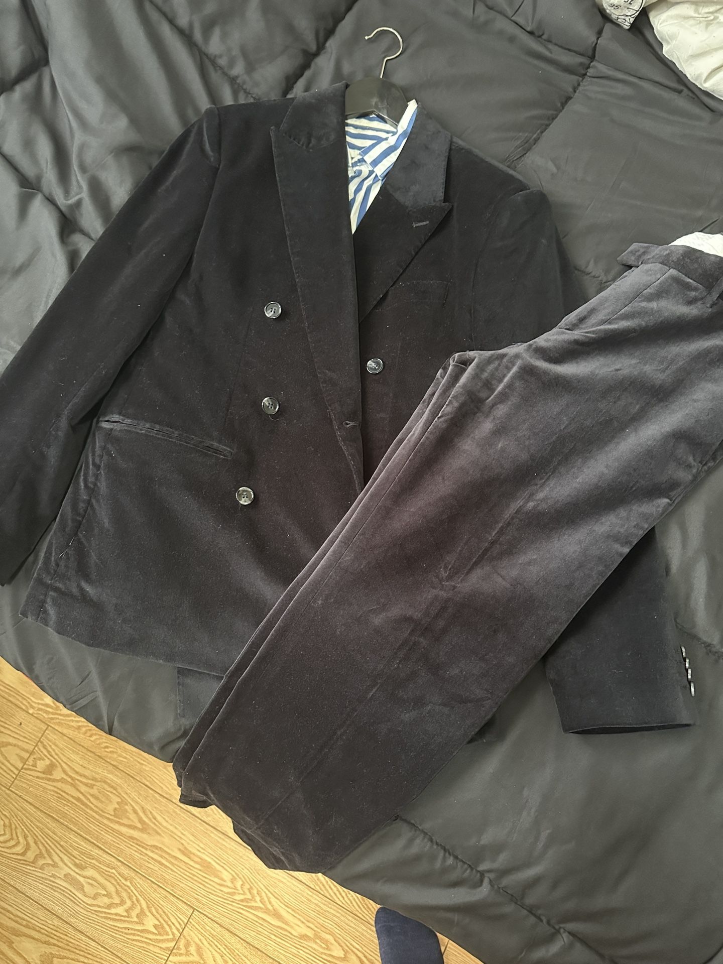 Men’s Velvet Cotton Suit Jacket Size 40R Pants 32