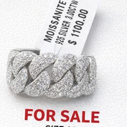 MOISSANITE Miami Cuban Ring 925 Sterling Silver Passes Tester Real Iced Hip Hop