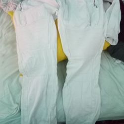 All White Skinnys Size 42 Non Fading Gold Zippers And Buttons