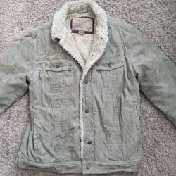 Vintage 90s American Eagle Sherpa Lined Olive Corduroy Trucker Jacket