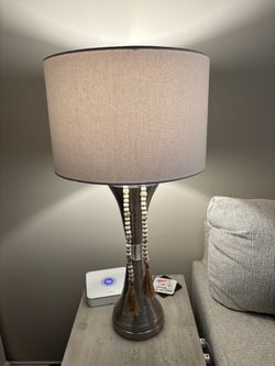 Table Lamp with Drum Shade and Beaded Accent