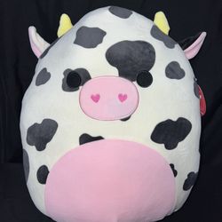 Squishmallow Colin 16” Cow With Heart Nostrils