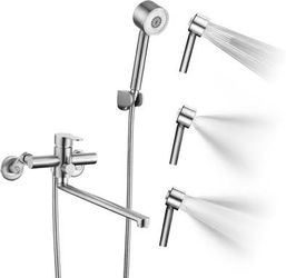 Clawfoot Bathtub Faucet Tub Filler with Hand Held Shower Faucet Set 6 Inch Center Adjustable Swing