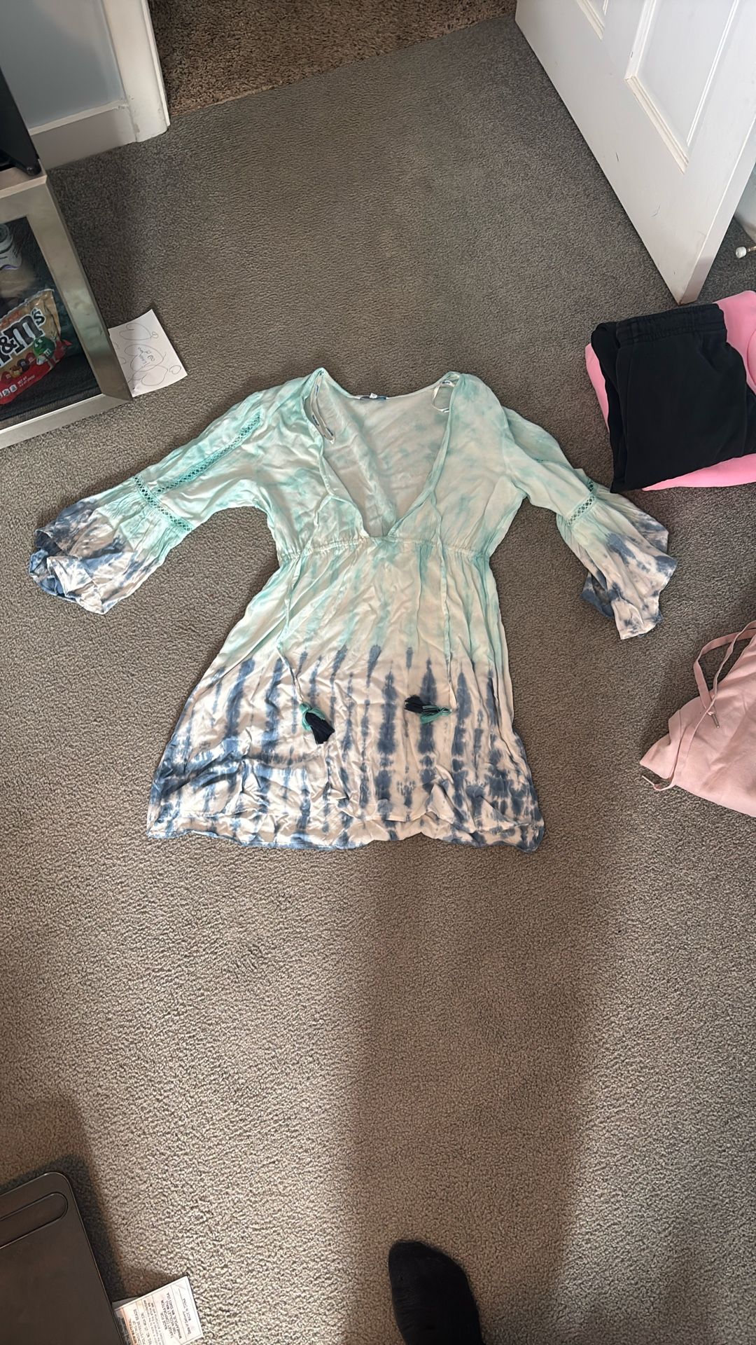 blue and white cover up