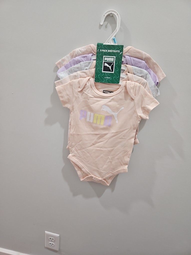 Baby Girl 5pc Puma Bodysuits