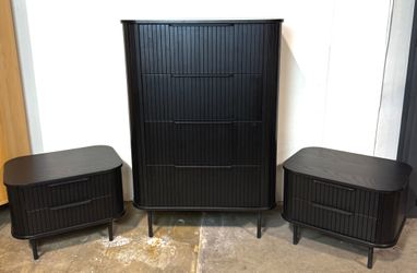 Sundays Easy Edge Standing Dresser + Nightstands (Set of 2, Black)