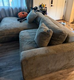 Gray  Corduroy Sectional Sofa