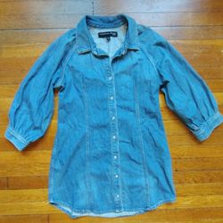  Veronica Beard Jeans Denim Minidress Large Retro Long Sleeve Dress Retail
