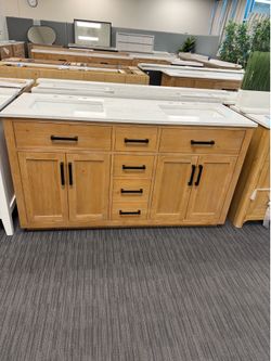 60” Bathroom vanity in wood color