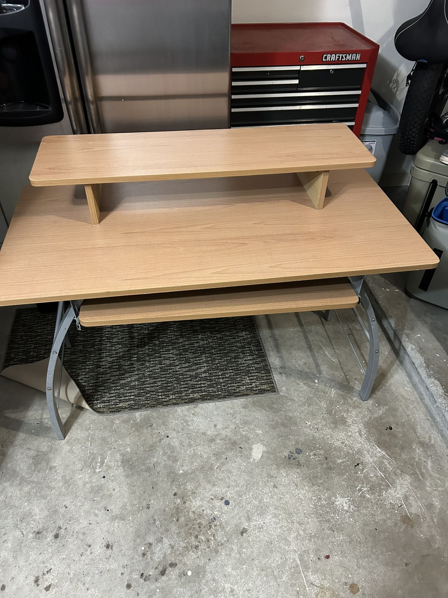 Workstation - Full Desk Bundle w/Shelves And File Cabinet