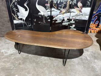 Mid Century Modern Kidney Bean Coffee Table – Hairpin Legs – So