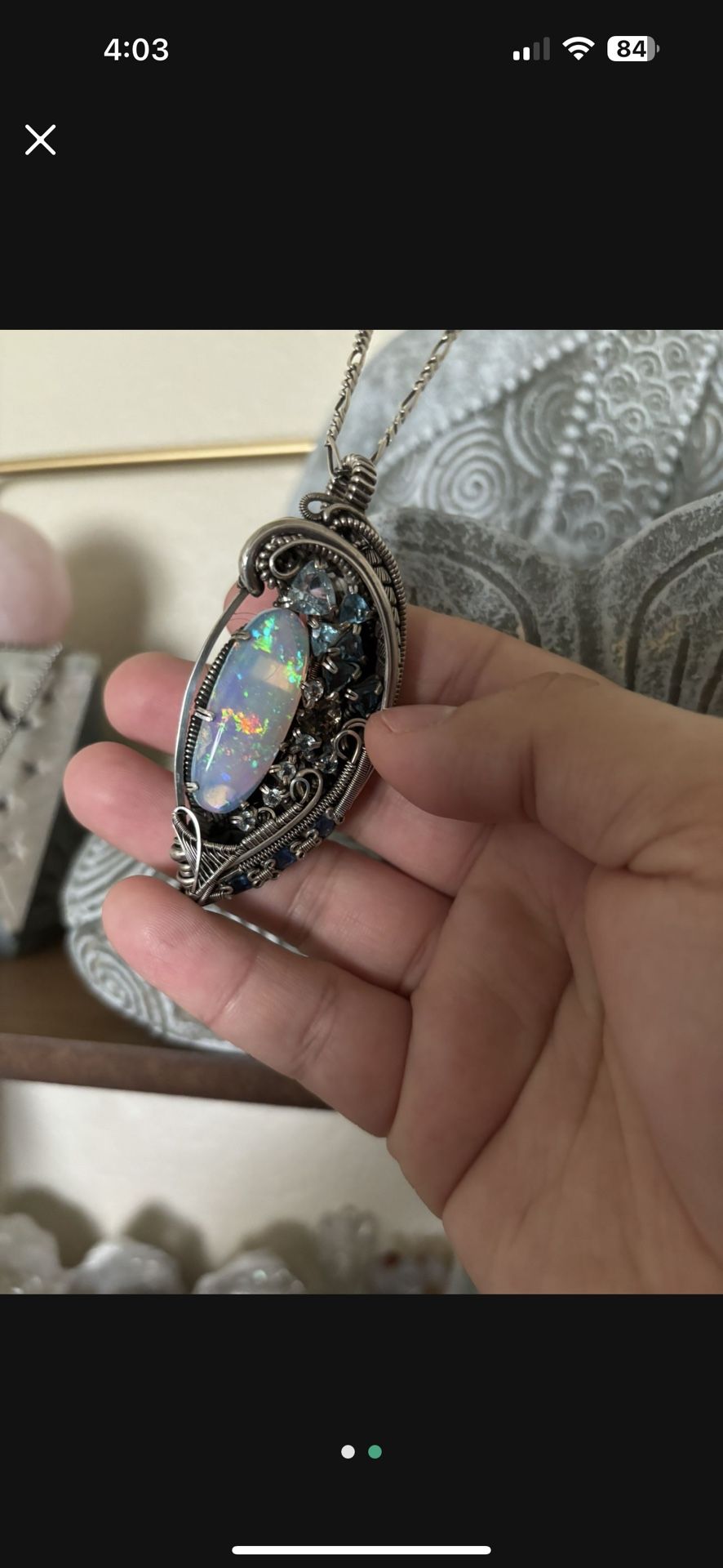 Ethiopian Welo Double Sided Opal Wire wrapping Pendent