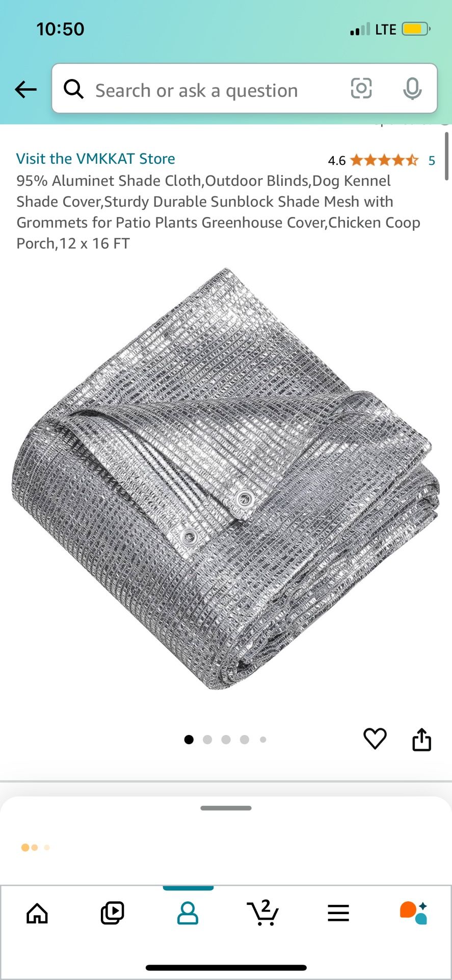 95% Aluminet Shade Cloth 12x16 Ft