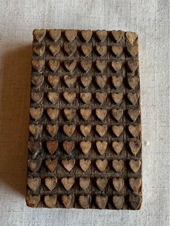 Vintage heart wooden printing block