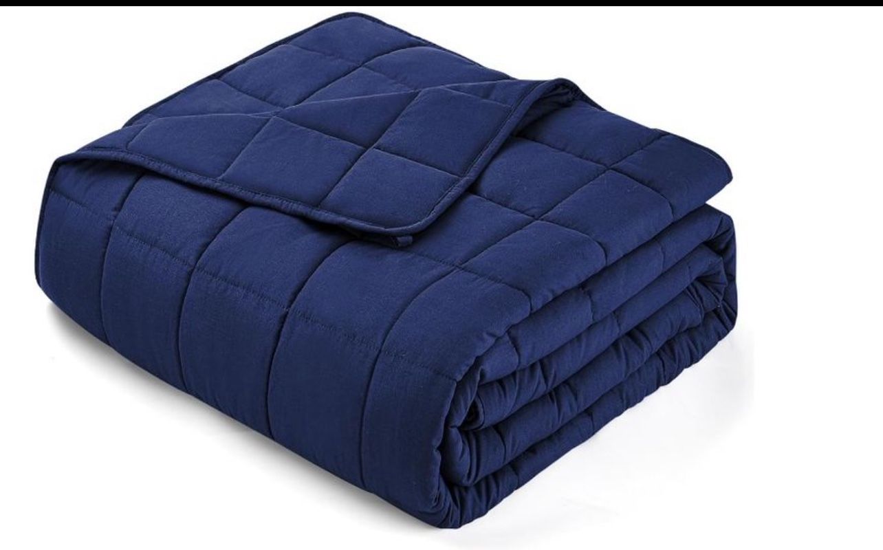 yescool Weighted Blanket for Adults (25 lbs, 88” x 104”, Blue) Cooling Heavy Blanket for Sleeping