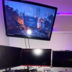 Complete Multi-Screen Setup – 2 Monitors + Magnavox TV + Apple iMac (All Fully Working)