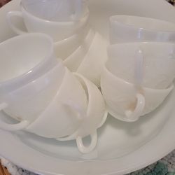 Vintage Anchor Hocking Milk Glass Punch Bowl