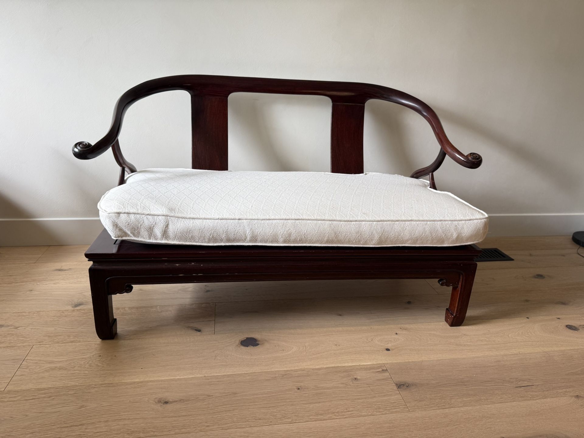1950’s mid century cherry wood horseshoe back bench 