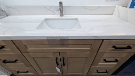 White Bathroom Vanity Top, Calacatte White Quartz Vanity Top for Bathroom, Bathroom Sink Included, Calacatte White Quartz for Vanity,Calacatte Quartz