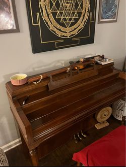 Vintage Upright Piano Walnut Wood