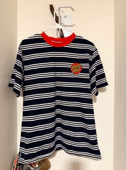 Santa Cruz Skate Embroidered Striped Medium T-Shirt