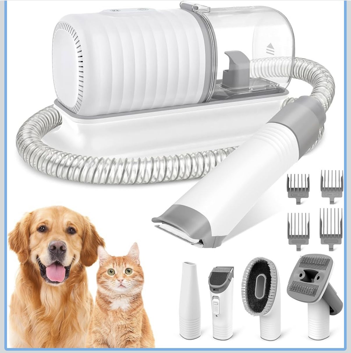 Dog Grooming Vacuum Kit, Pet Grooming Vacuum with Electric Dog Hair Clipper, 1.5L