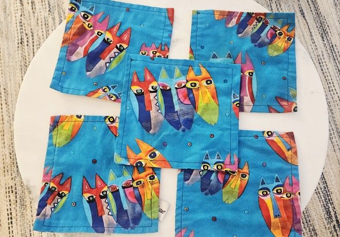 5 Hand Sewn Cloth Coasters