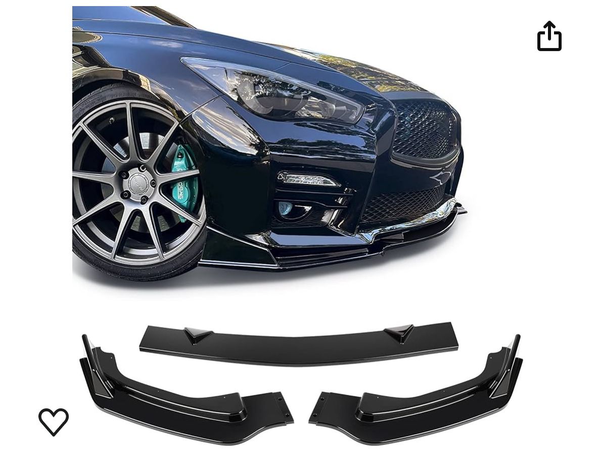 FINDAUTO ABS Car Front Lip Body Kits Fits for 2014-2017 for Infiniti Q50 Base Premium Glossy Black Front Bumper Lower Lip Splitter Spoiler