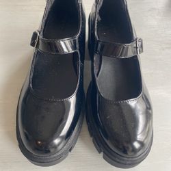 New Old navy Black Mary Jane Loafer Shoes Chunky Heel 8