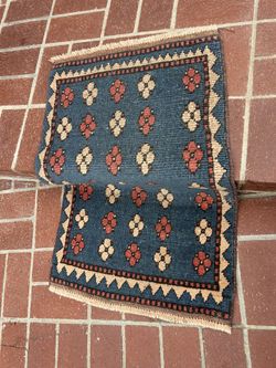 Vintage Wool Tribal Persian Afghan/Kurdish style boho eclectic layering Rug Hand knotted Accent 32x19” 