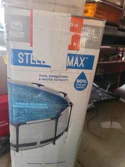 12 Ft Metal Frame Swiming Pool W/ Upgraded Pump