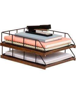 All new 3 tiers rustic letter tray organizer with metal frame
