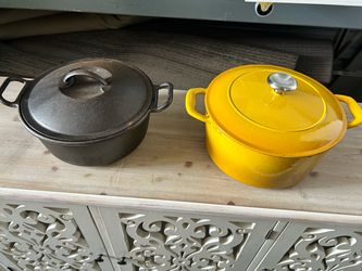 Two Cast Iron Dutch Ovens with Lids