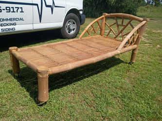 Vintage 1970ish Handmade Bamboo Chaise Lounge