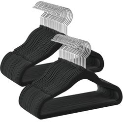 SONGMICS Baby Kids Hangers Silver w/ 360° Swivel Hooks Set of 50 - Black