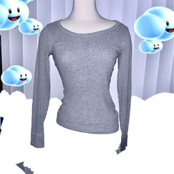 Faded Glory Women’s Gray Long Sleeve Top Size Small Glitter Detailing Sparkling | 97% Cotton , 3% Spandex | soft thermal form-fitting cottagecore
